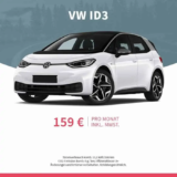 Volkswagen ID3 Pure Performance Elekto 150 PS ab 159,00 €/Monat + 590,00 € einmalig – LF 0,50 (Privatleasing)